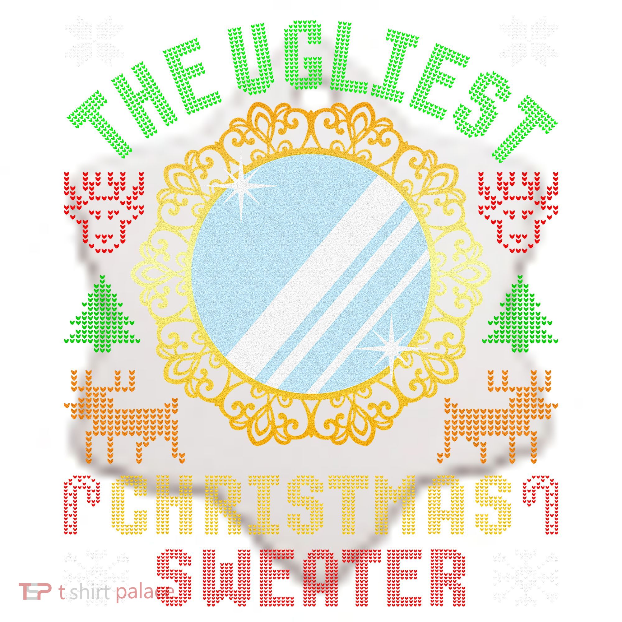 The Ugliest Christmas Sweater With An Image Of A Mirror Ceramic Ornament