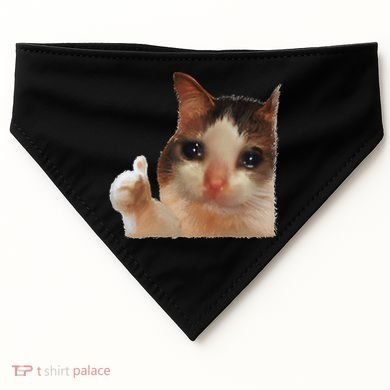 Thumbs Up Crying Cat Meme Cat Crying Thumps Up Memes Sad Cat USA-Made Doggie Bandana
