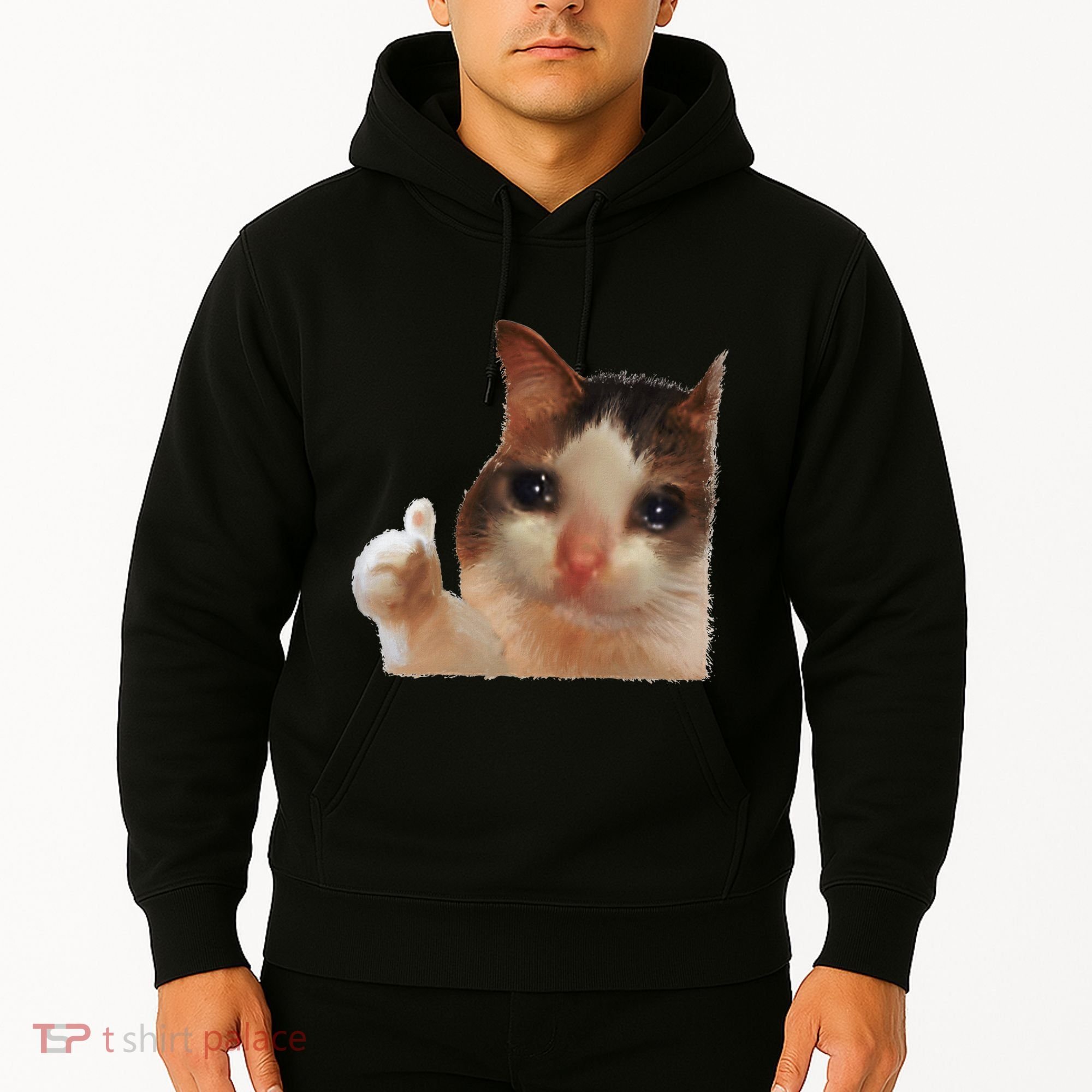 Thumbs Up Crying Cat Meme Cat Crying Thumps Up Memes Sad Cat Hoodie