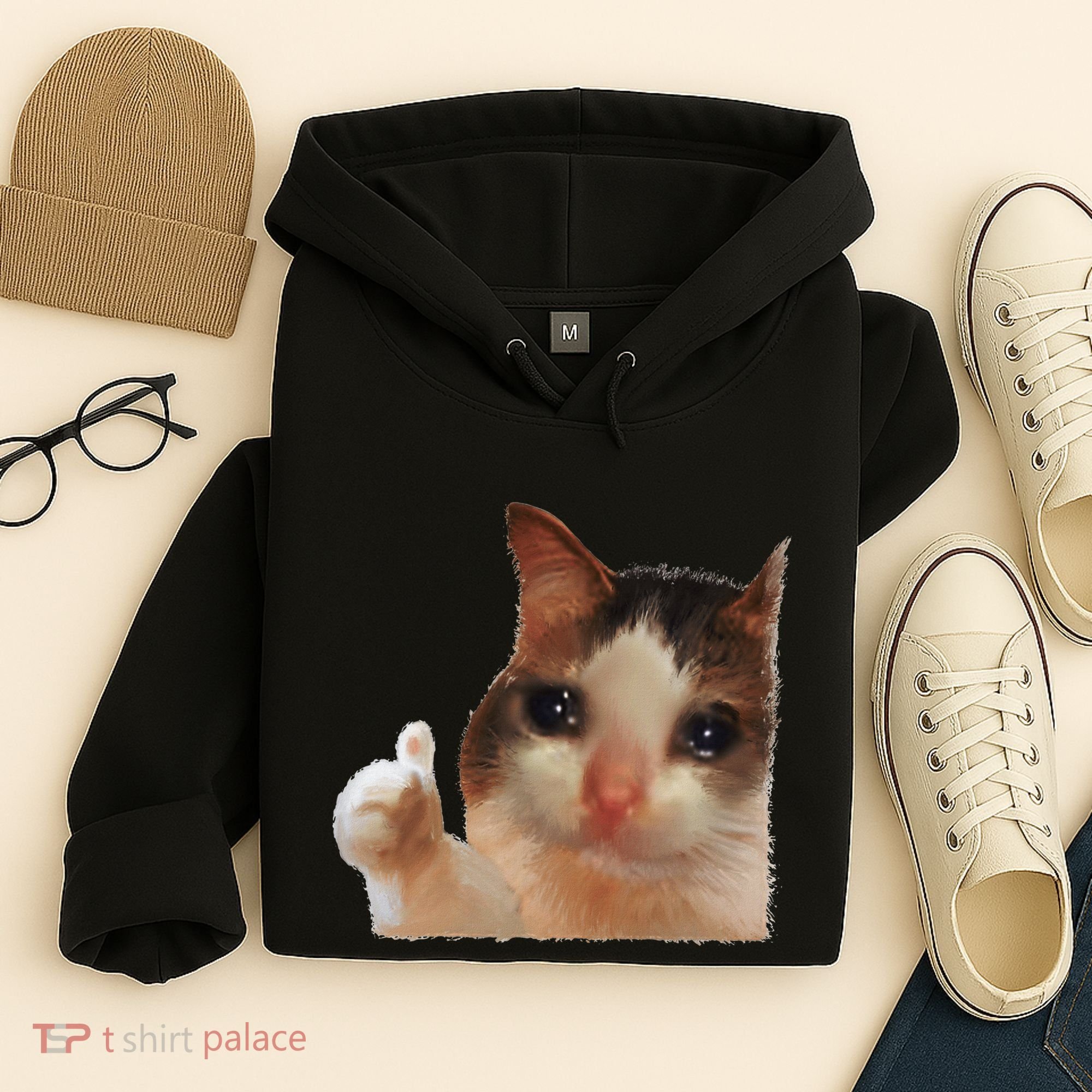 Thumbs Up Crying Cat Meme Cat Crying Thumps Up Memes Sad Cat Hoodie