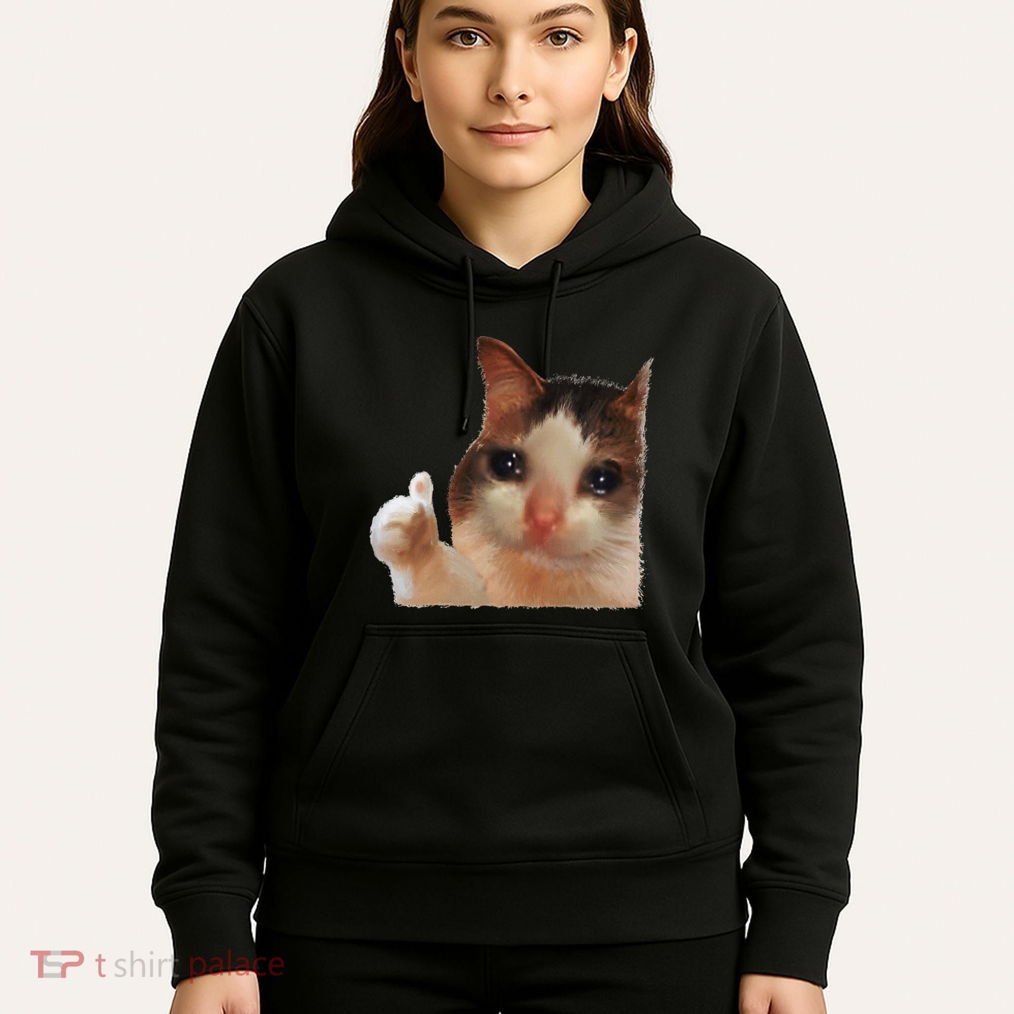 Thumbs Up Crying Cat Meme Cat Crying Thumps Up Memes Sad Cat Hoodie