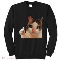Thumbs Up Crying Cat Meme Cat Crying Thumps Up Memes Sad Cat Sweatshirt thumb 0