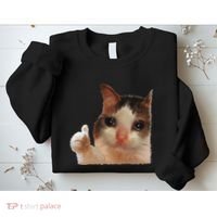 Thumbs Up Crying Cat Meme Cat Crying Thumps Up Memes Sad Cat Sweatshirt thumb 2