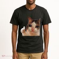 Thumbs Up Crying Cat Meme Cat Crying Thumps Up Memes Sad Cat Tall T-Shirt thumb 2
