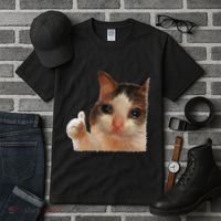 Thumbs Up Crying Cat Meme Cat Crying Thumps Up Memes Sad Cat Tall T-Shirt thumb 3