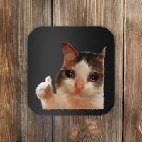 Thumbs Up Crying Cat Meme Cat Crying Thumps Up Memes Sad Cat Coaster thumb 0