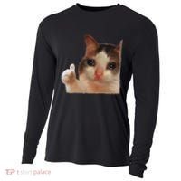Thumbs Up Crying Cat Meme Cat Crying Thumps Up Memes Sad Cat Cooling Performance Long Sleeve Crew thumb 0