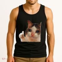 Thumbs Up Crying Cat Meme Cat Crying Thumps Up Memes Sad Cat Tank Top thumb 3