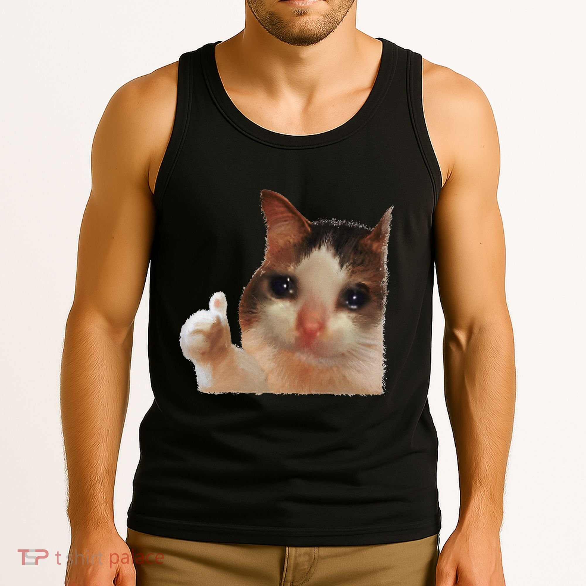 Thumbs Up Crying Cat Meme Cat Crying Thumps Up Memes Sad Cat Tank Top