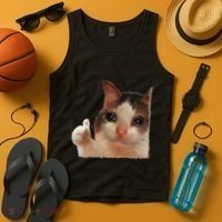 Thumbs Up Crying Cat Meme Cat Crying Thumps Up Memes Sad Cat Tank Top thumb 4
