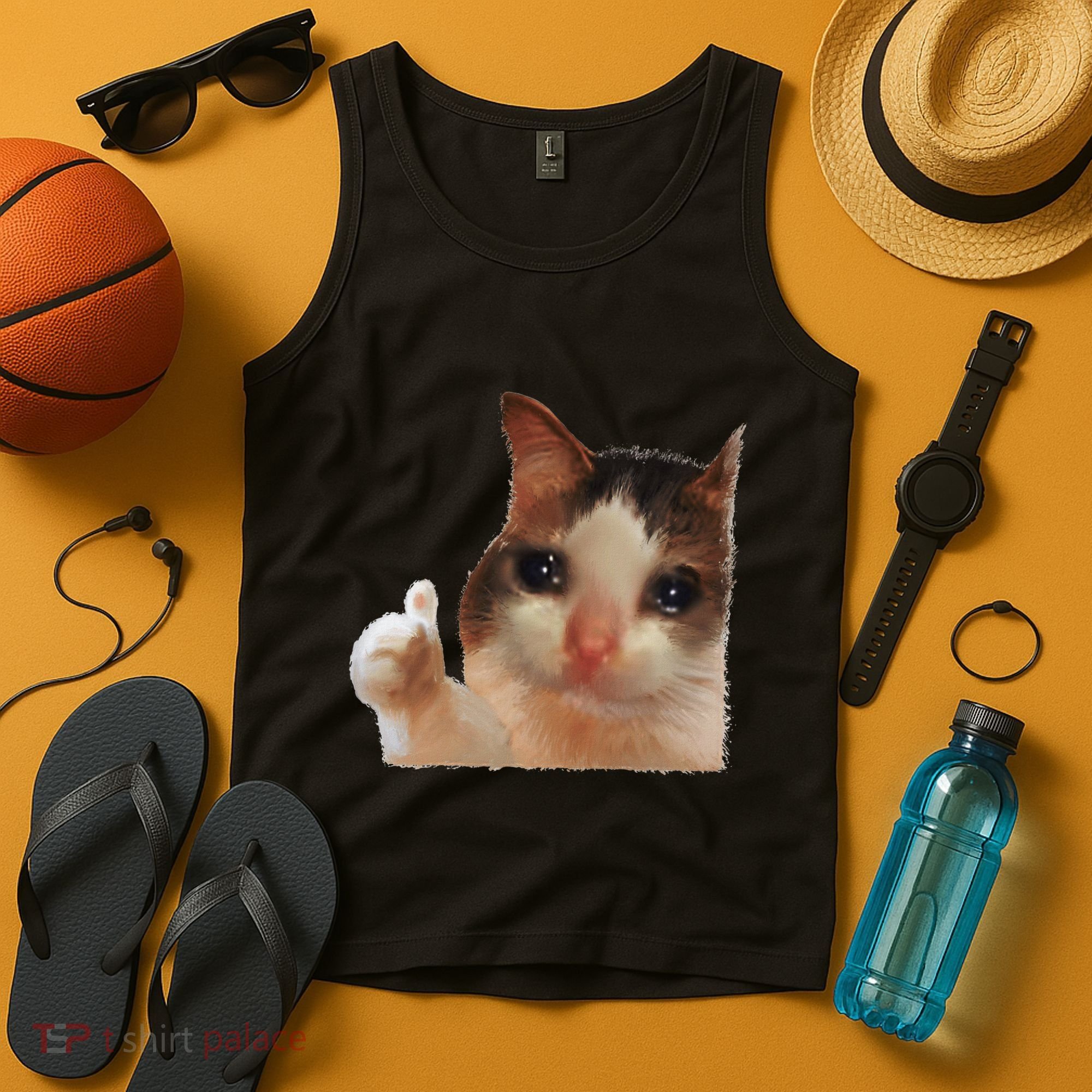 Thumbs Up Crying Cat Meme Cat Crying Thumps Up Memes Sad Cat Tank Top