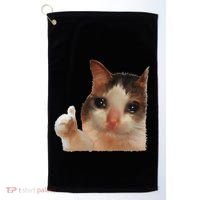 Thumbs Up Crying Cat Meme Cat Crying Thumps Up Memes Sad Cat Golf Towel thumb 0
