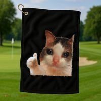 Thumbs Up Crying Cat Meme Cat Crying Thumps Up Memes Sad Cat Golf Towel thumb 1
