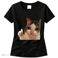 Thumbs Up Crying Cat Meme Cat Crying Thumps Up Memes Sad Cat Women's T-Shirt thumb 0
