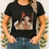 Thumbs Up Crying Cat Meme Cat Crying Thumps Up Memes Sad Cat Women's T-Shirt thumb 2
