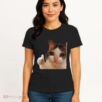 Thumbs Up Crying Cat Meme Cat Crying Thumps Up Memes Sad Cat Women's T-Shirt thumb 4