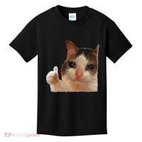 Thumbs Up Crying Cat Meme Cat Crying Thumps Up Memes Sad Cat Kids T-Shirt thumb 0