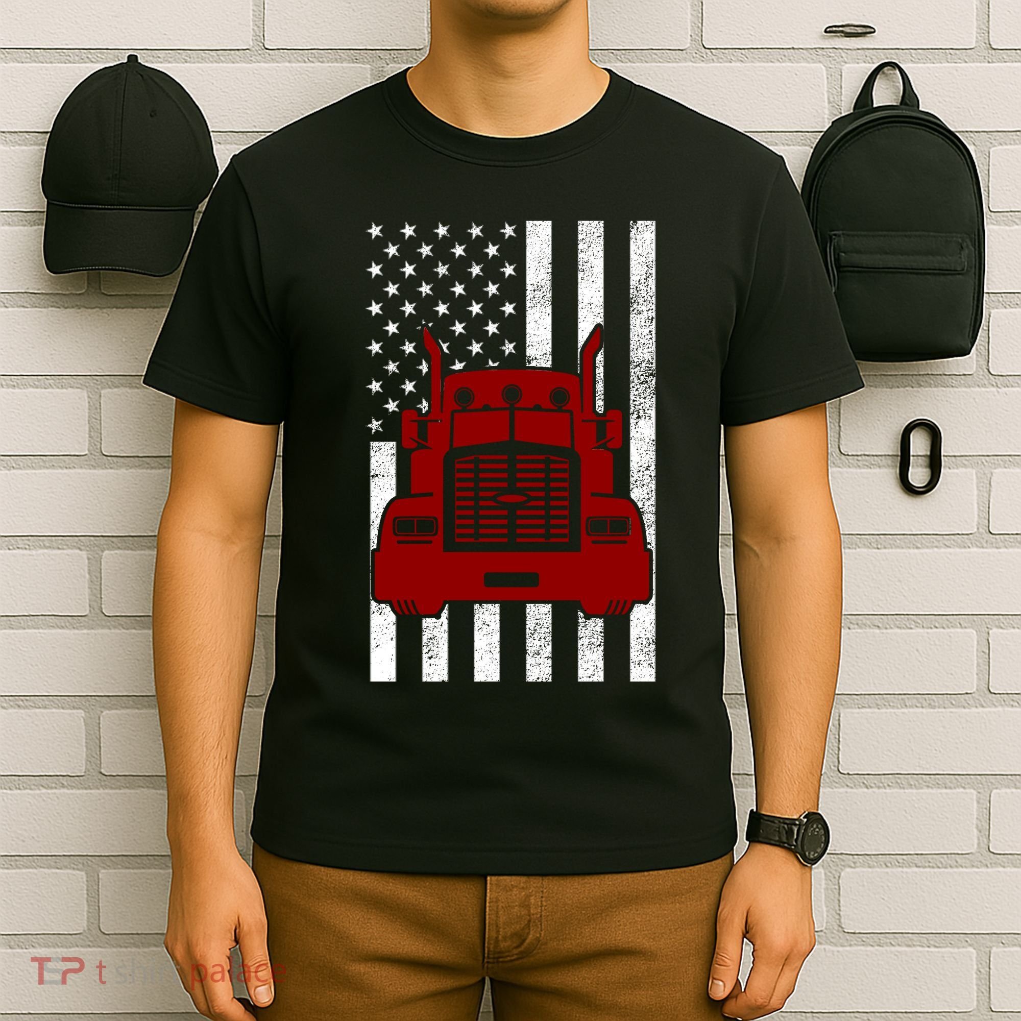 American Trucker USA Flag T-Shirt