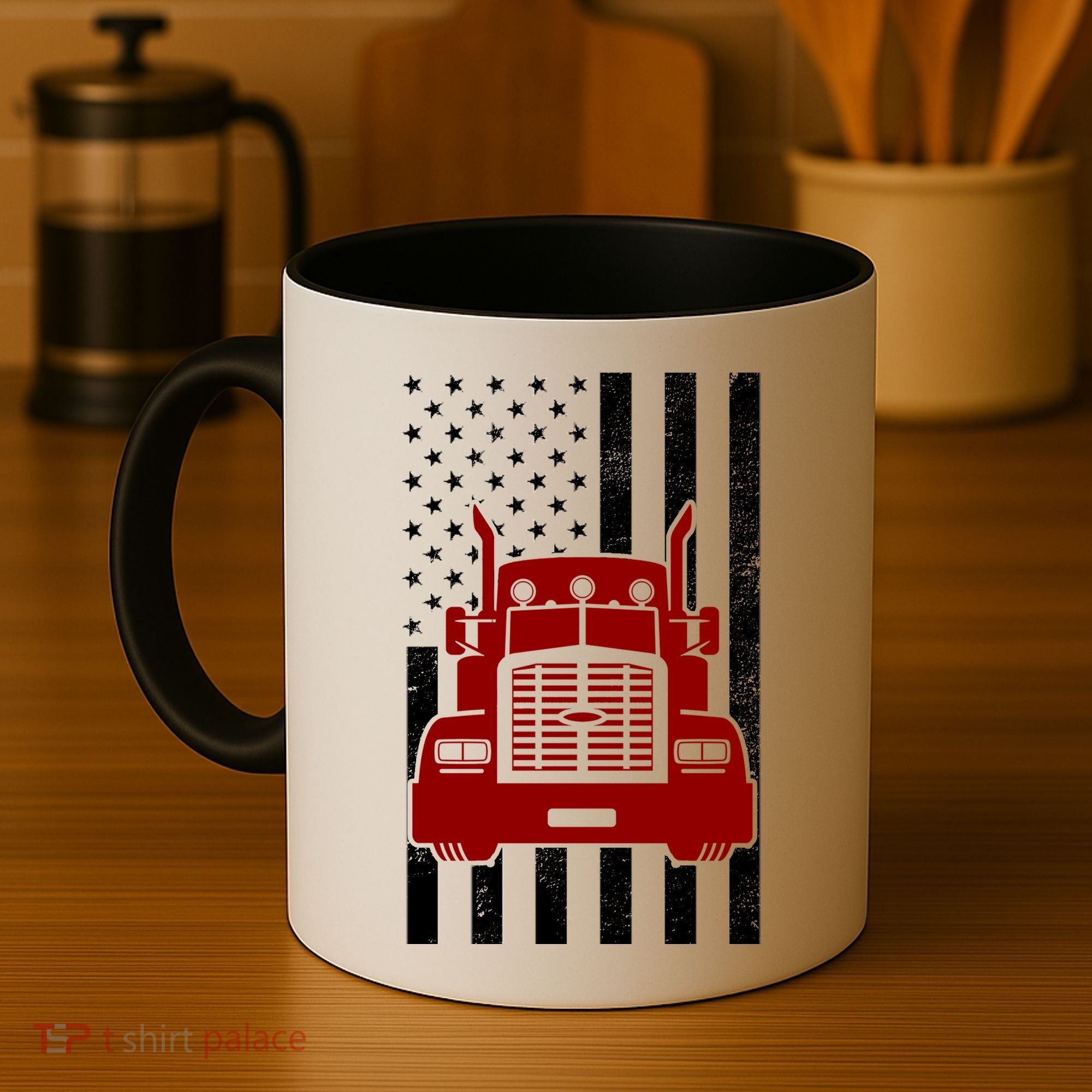 American Trucker USA Flag Coffee Mug