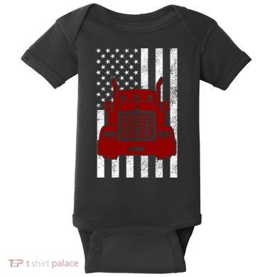 American Trucker USA Flag Baby Bodysuit