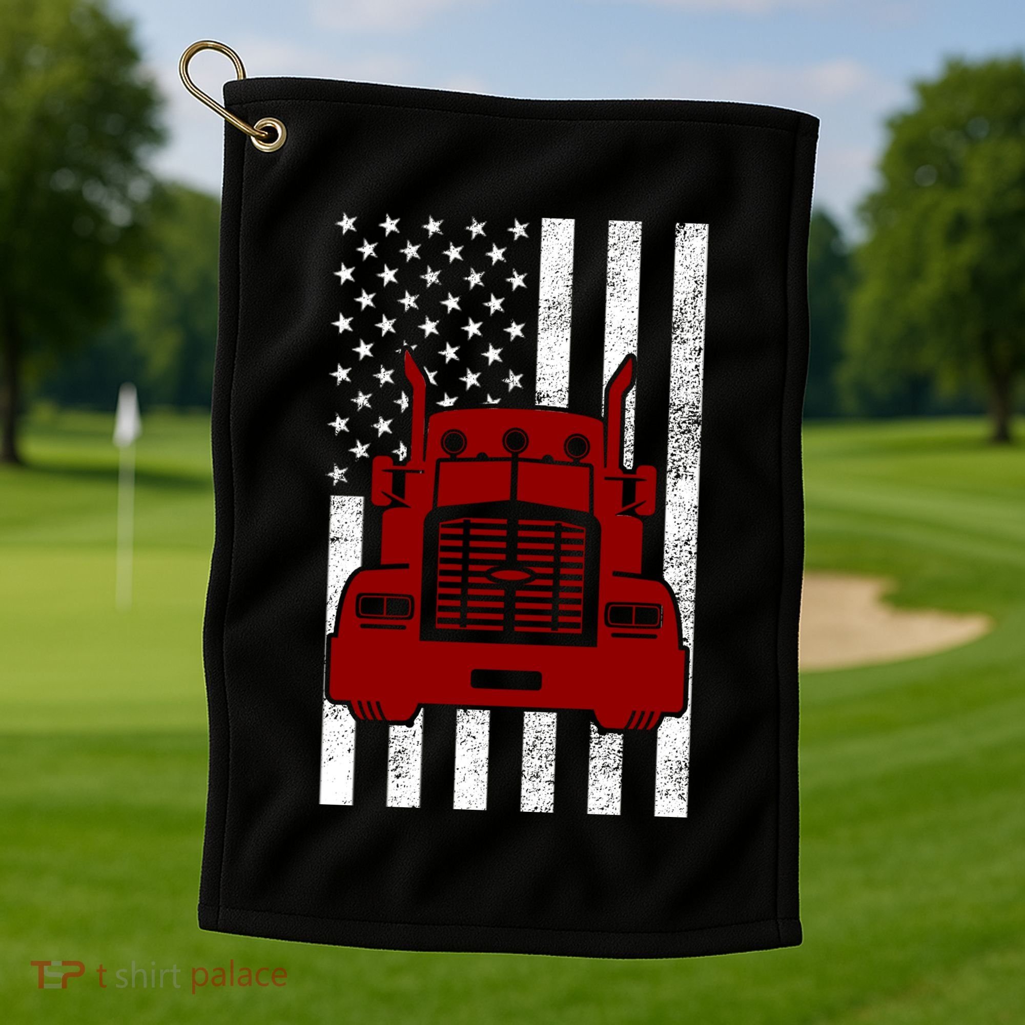 American Trucker USA Flag Golf Towel