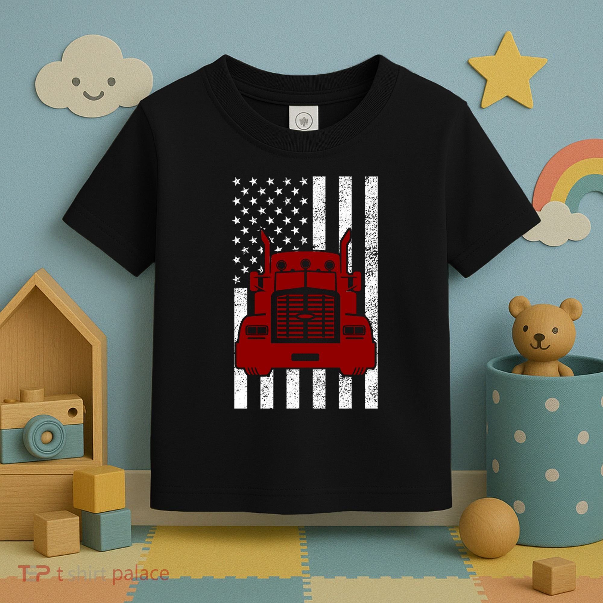 American Trucker USA Flag Toddler T-Shirt