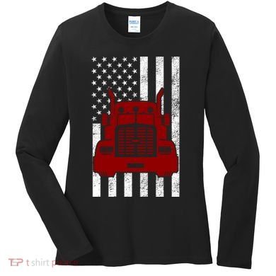 American Trucker USA Flag Women's Long Sleeve Shirt