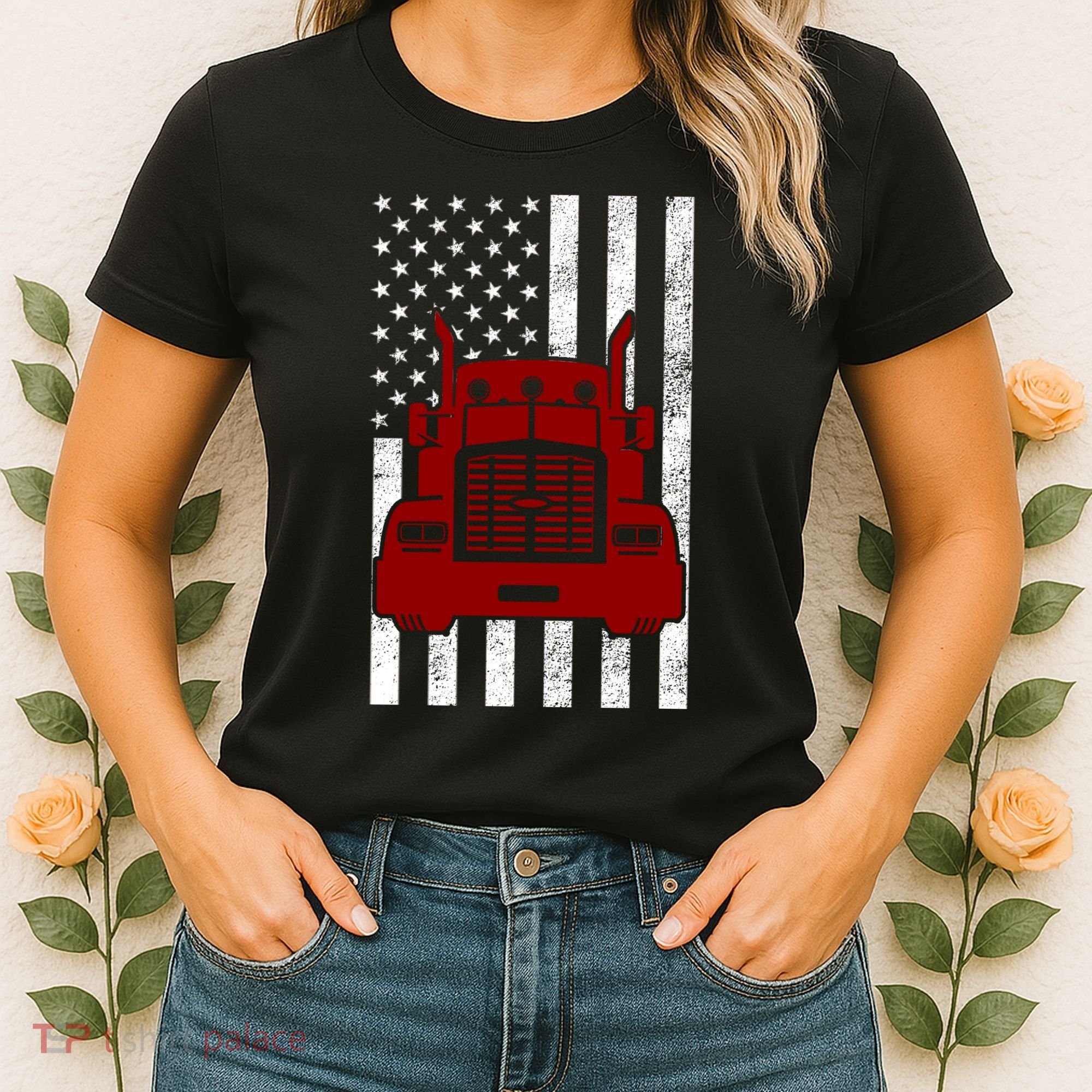 American Trucker USA Flag Women's T-Shirt