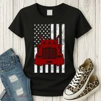 American Trucker USA Flag Women's T-Shirt thumb 3