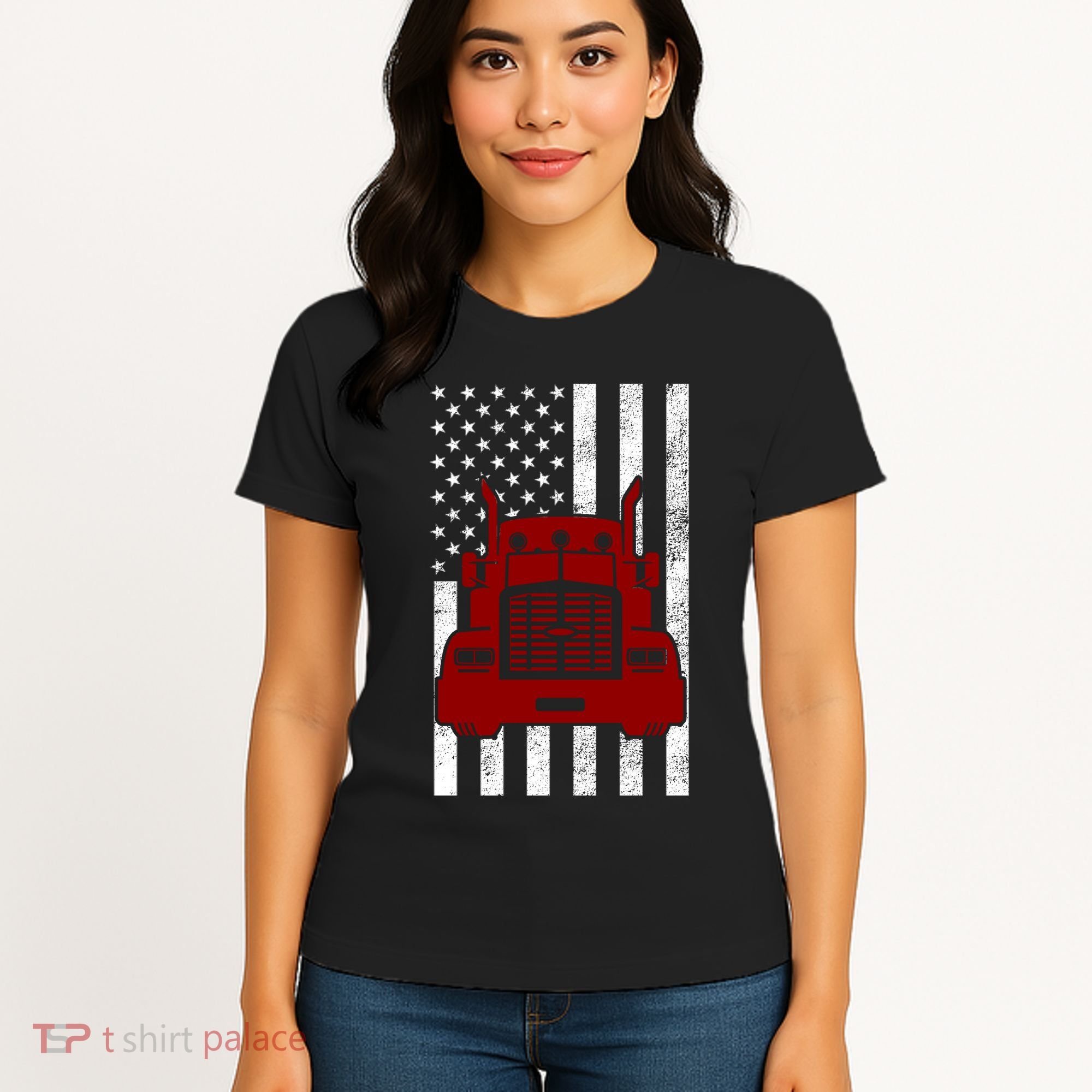 American Trucker USA Flag Women's T-Shirt