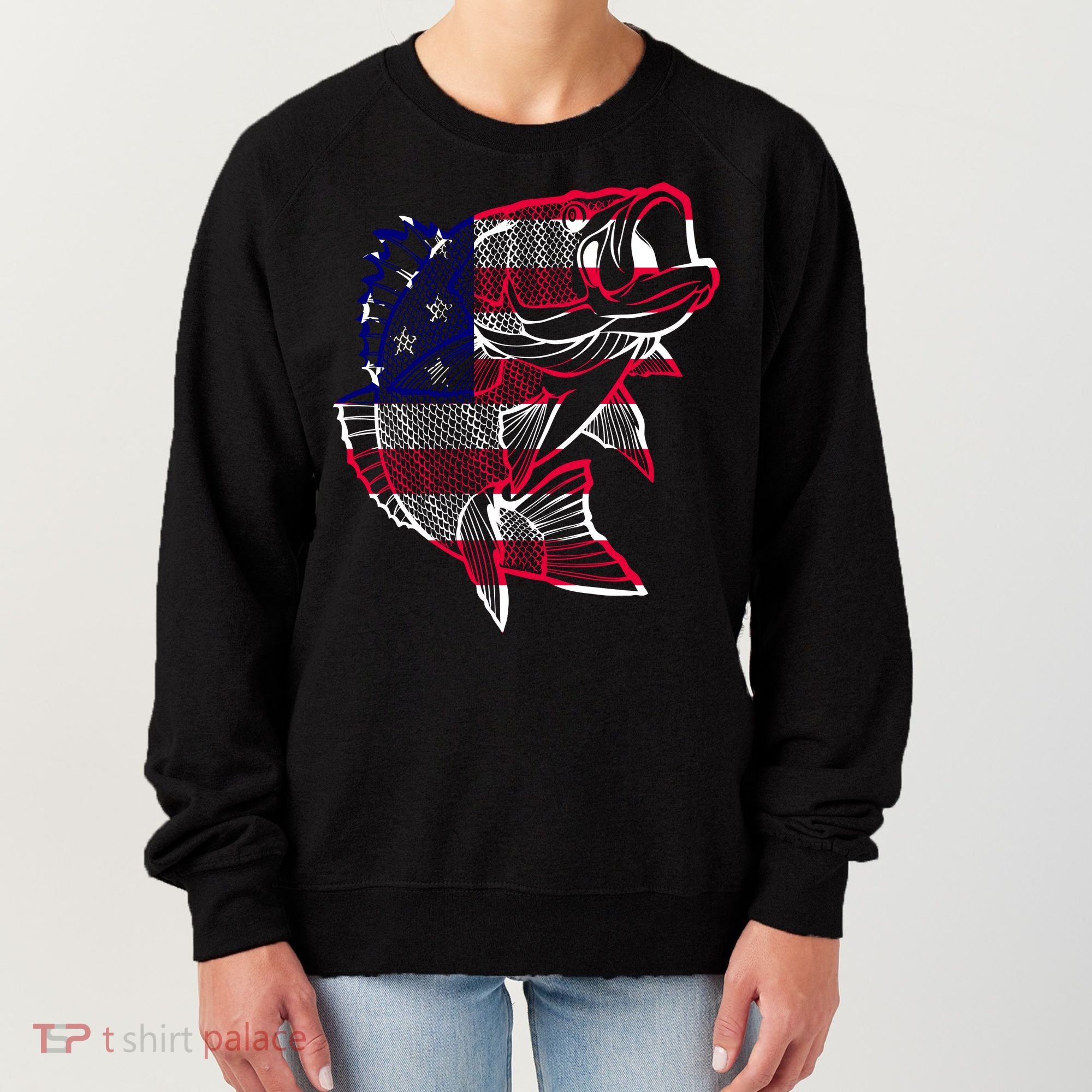 Transparent USA Fish Flag Women's Sweatshirt