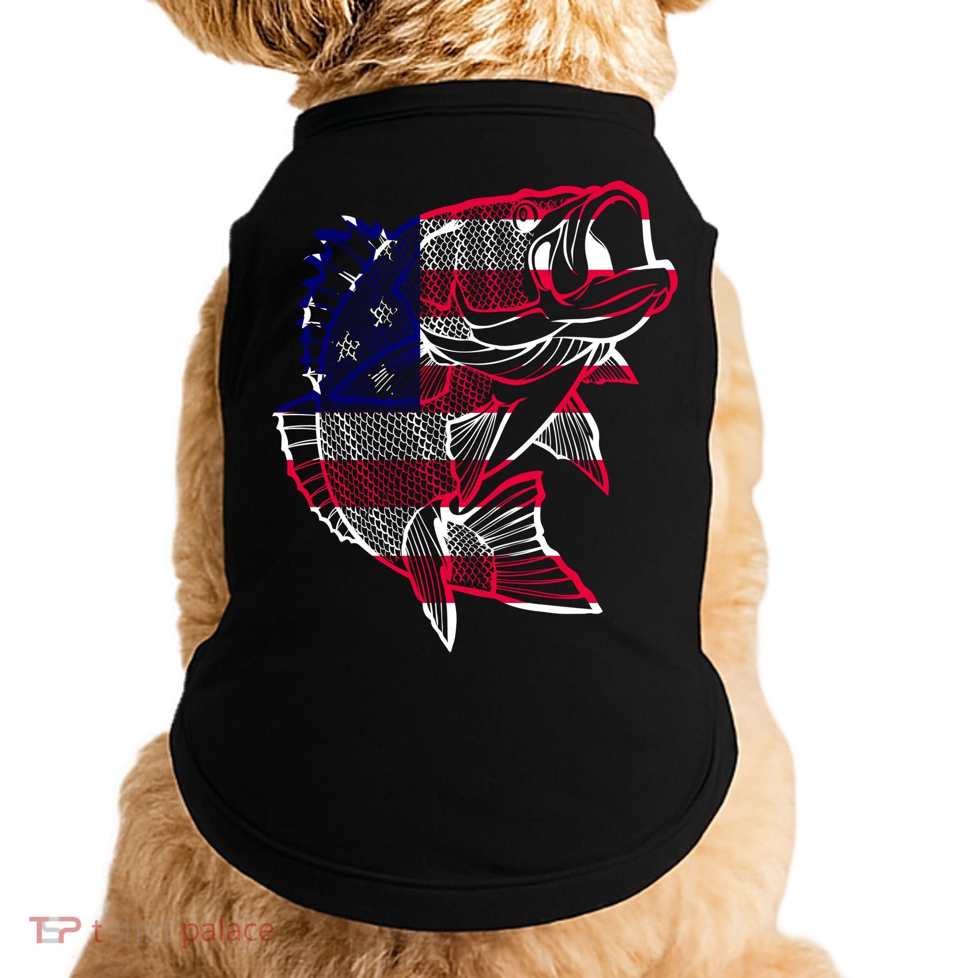 Transparent USA Fish Flag Doggie Tank