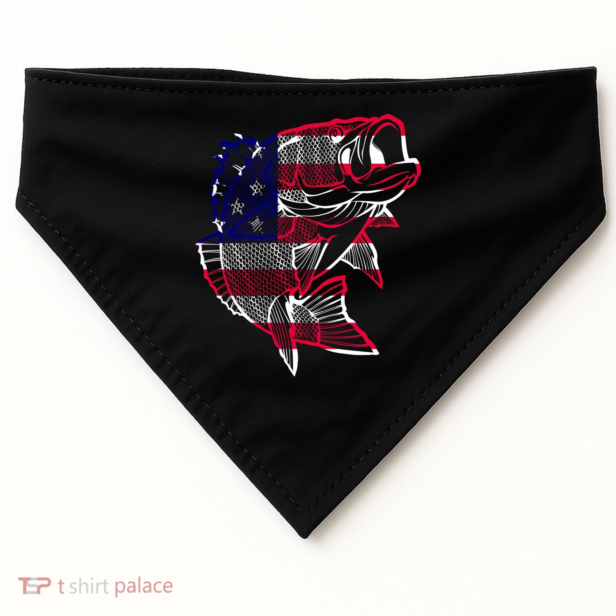 Transparent USA Fish Flag USA-Made Doggie Bandana
