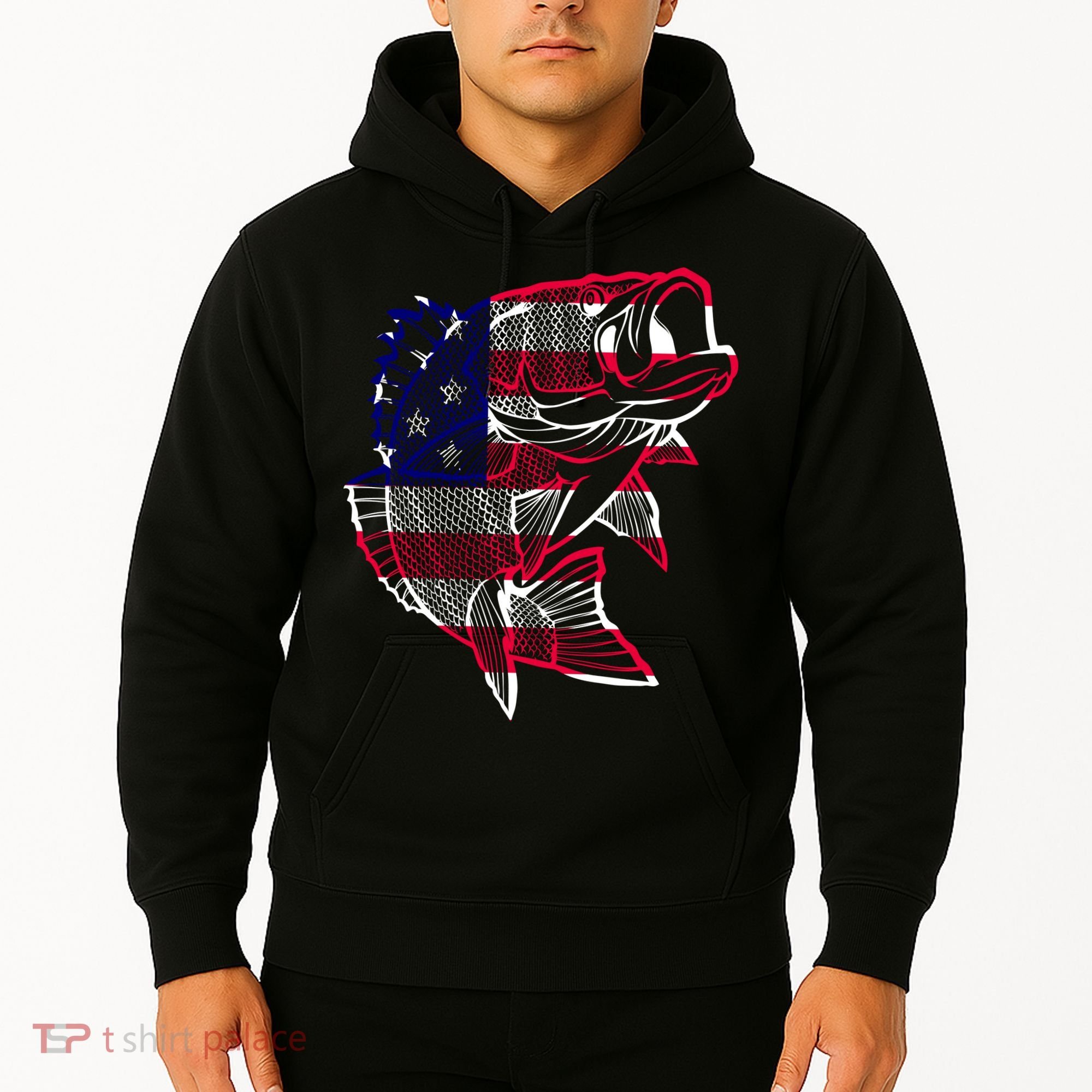 Transparent USA Fish Flag Hoodie