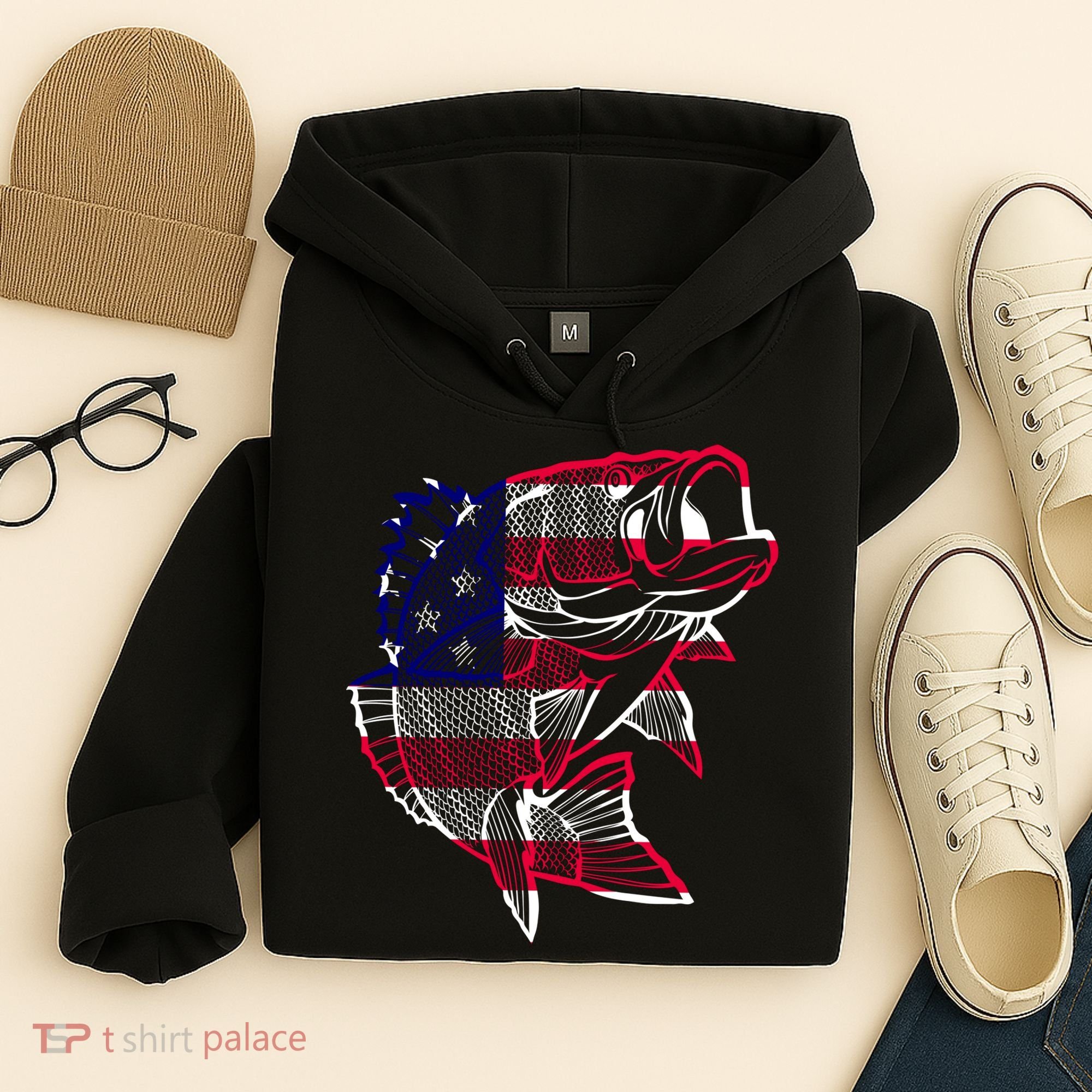 Transparent USA Fish Flag Hoodie