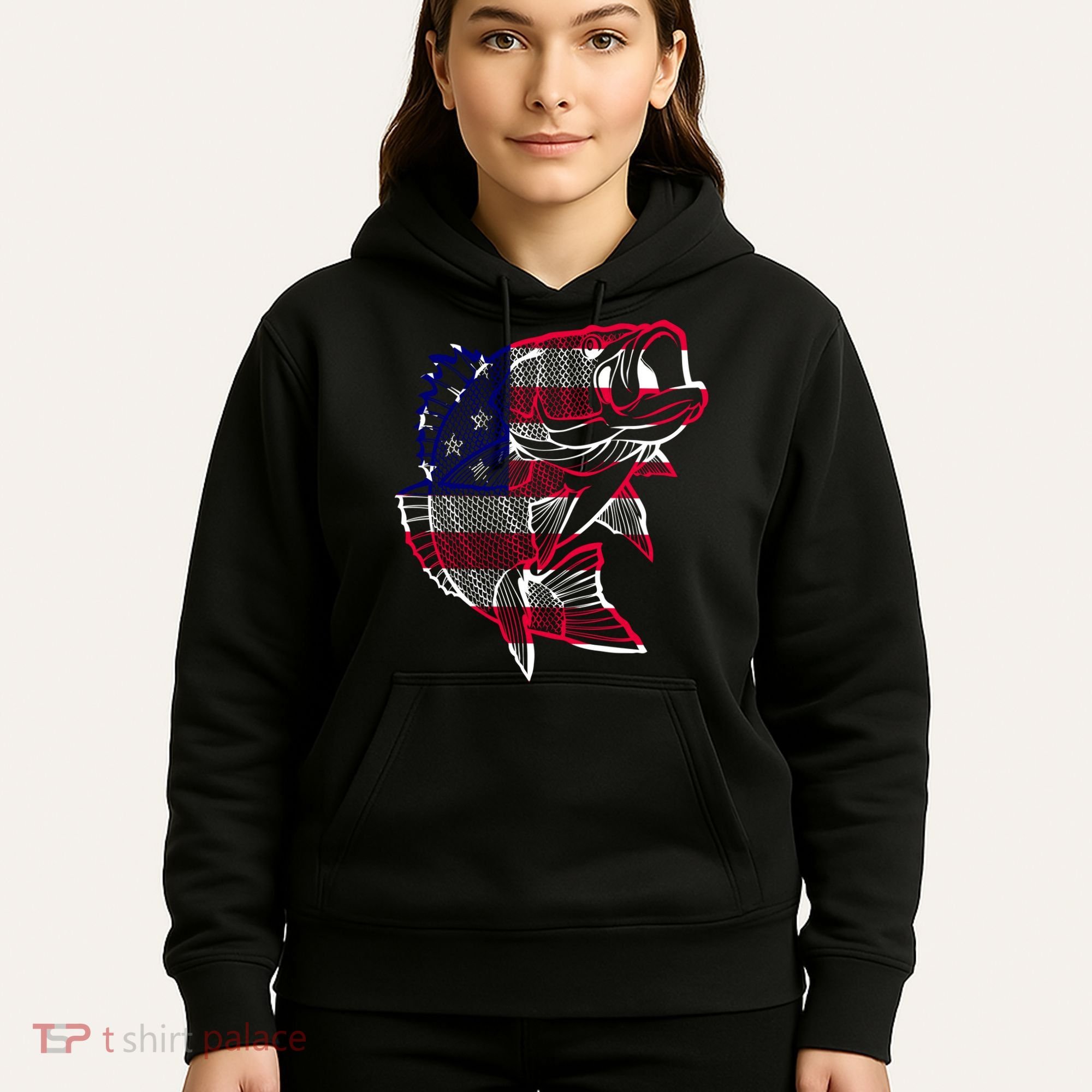 Transparent USA Fish Flag Hoodie