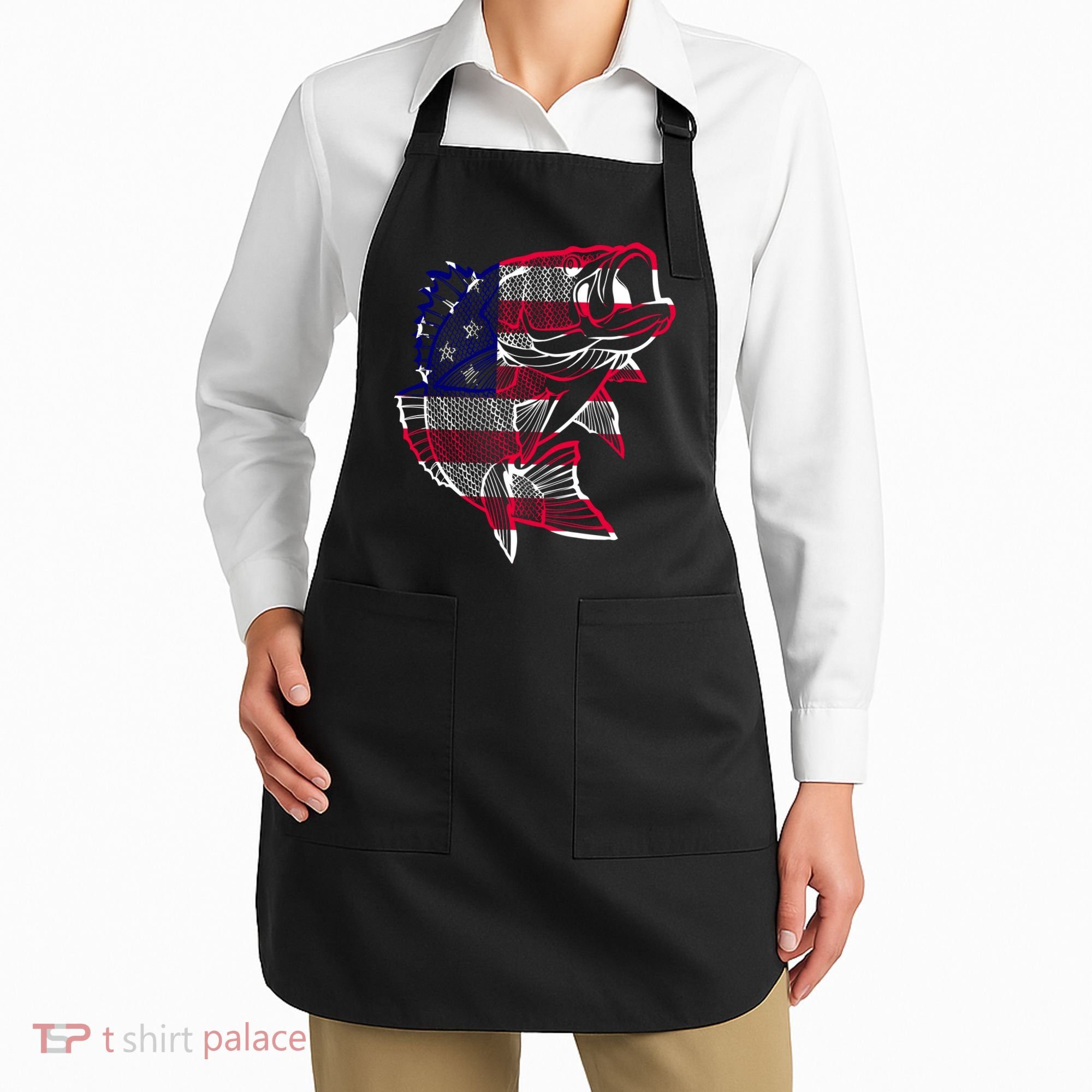 Transparent USA Fish Flag Apron