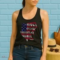 Transparent USA Fish Flag Women's Tank Top thumb 2