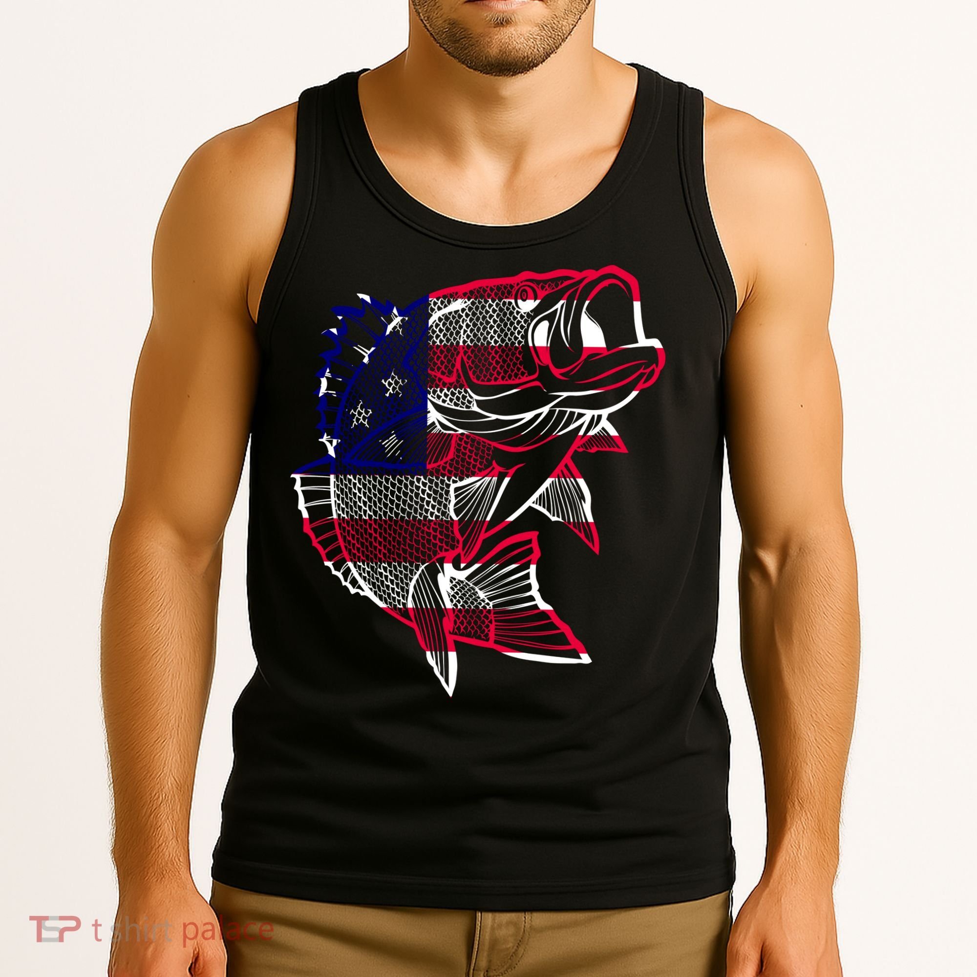 Transparent USA Fish Flag Tank Top