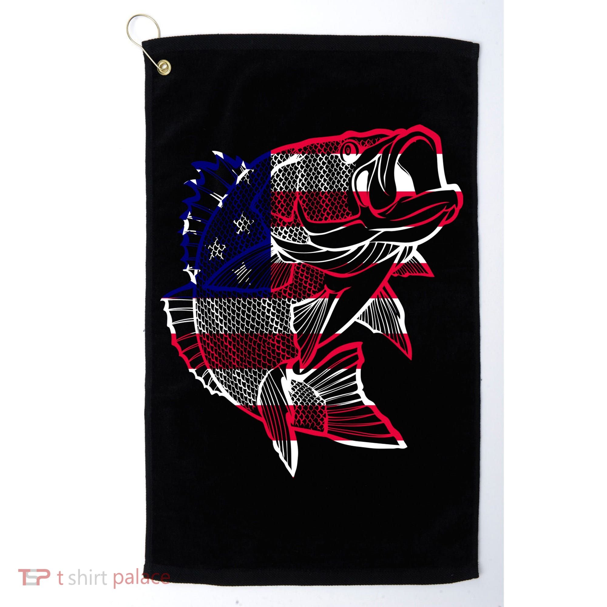 Transparent USA Fish Flag Golf Towel