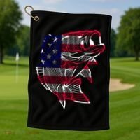 Transparent USA Fish Flag Golf Towel thumb 1