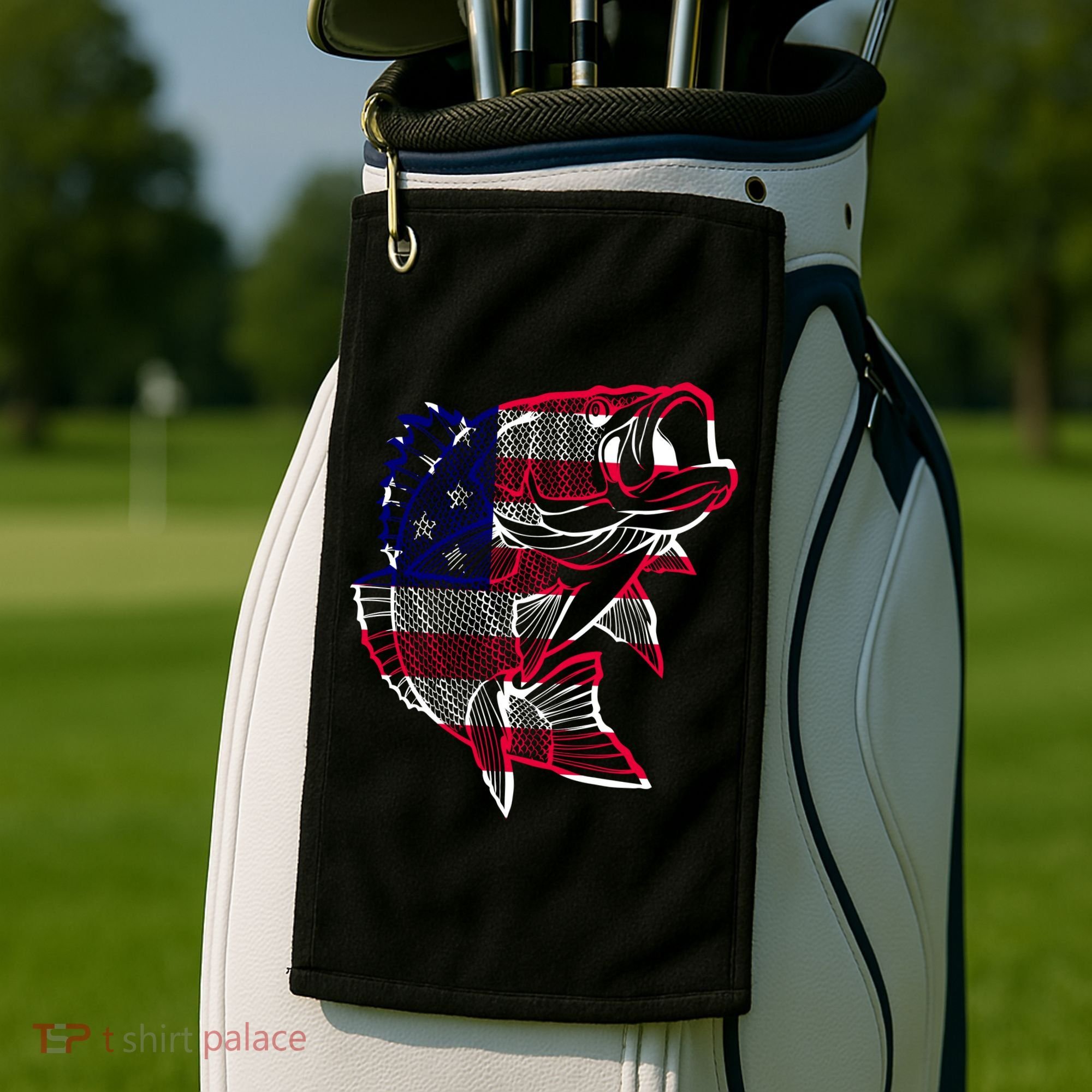 Transparent USA Fish Flag Golf Towel