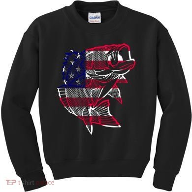 Transparent USA Fish Flag Kids Sweatshirt