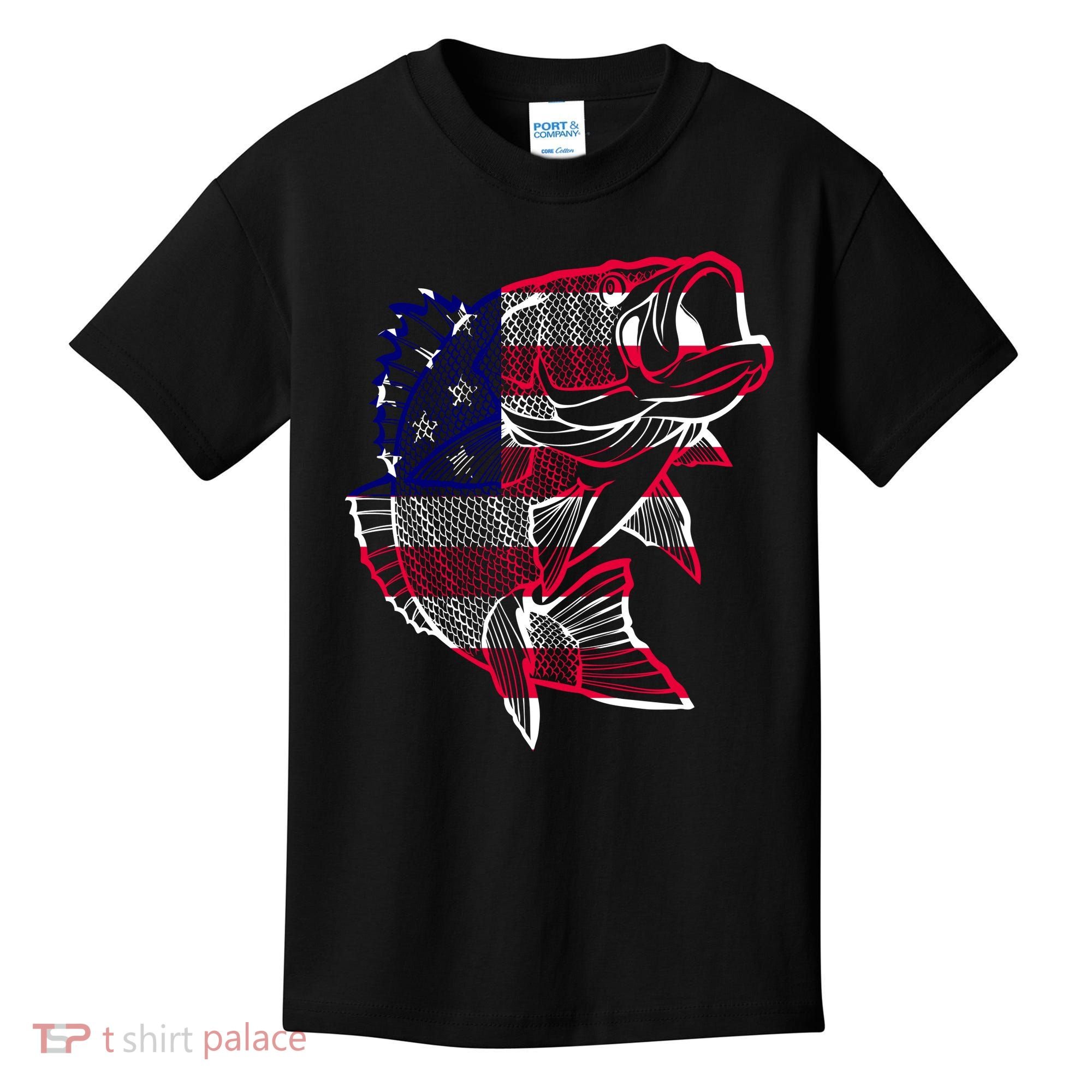 Transparent USA Fish Flag Kids T-Shirt