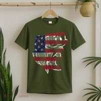 Transparent USA Fish Flag T-Shirt thumb 2
