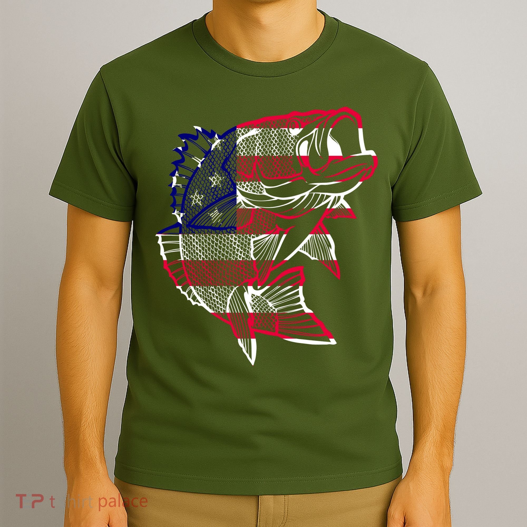 Transparent USA Fish Flag T-Shirt