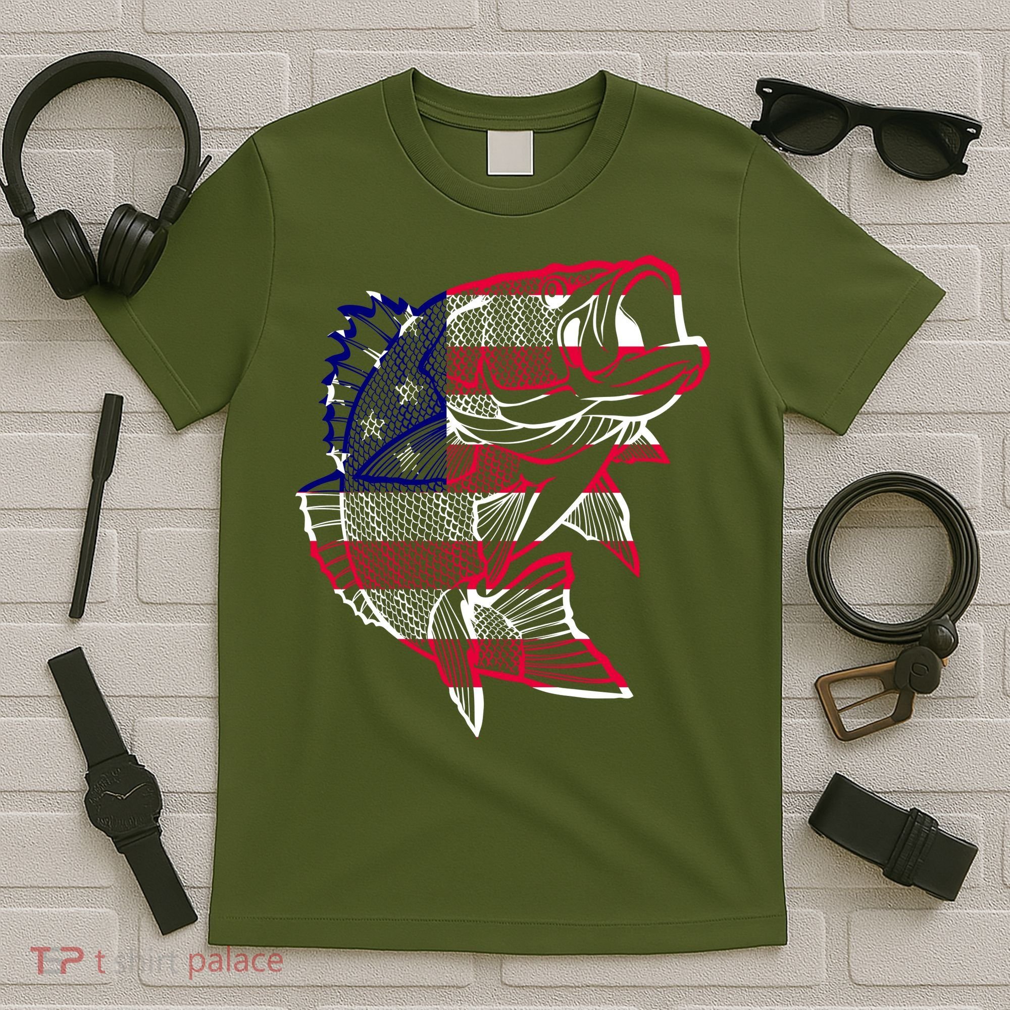 Transparent USA Fish Flag T-Shirt