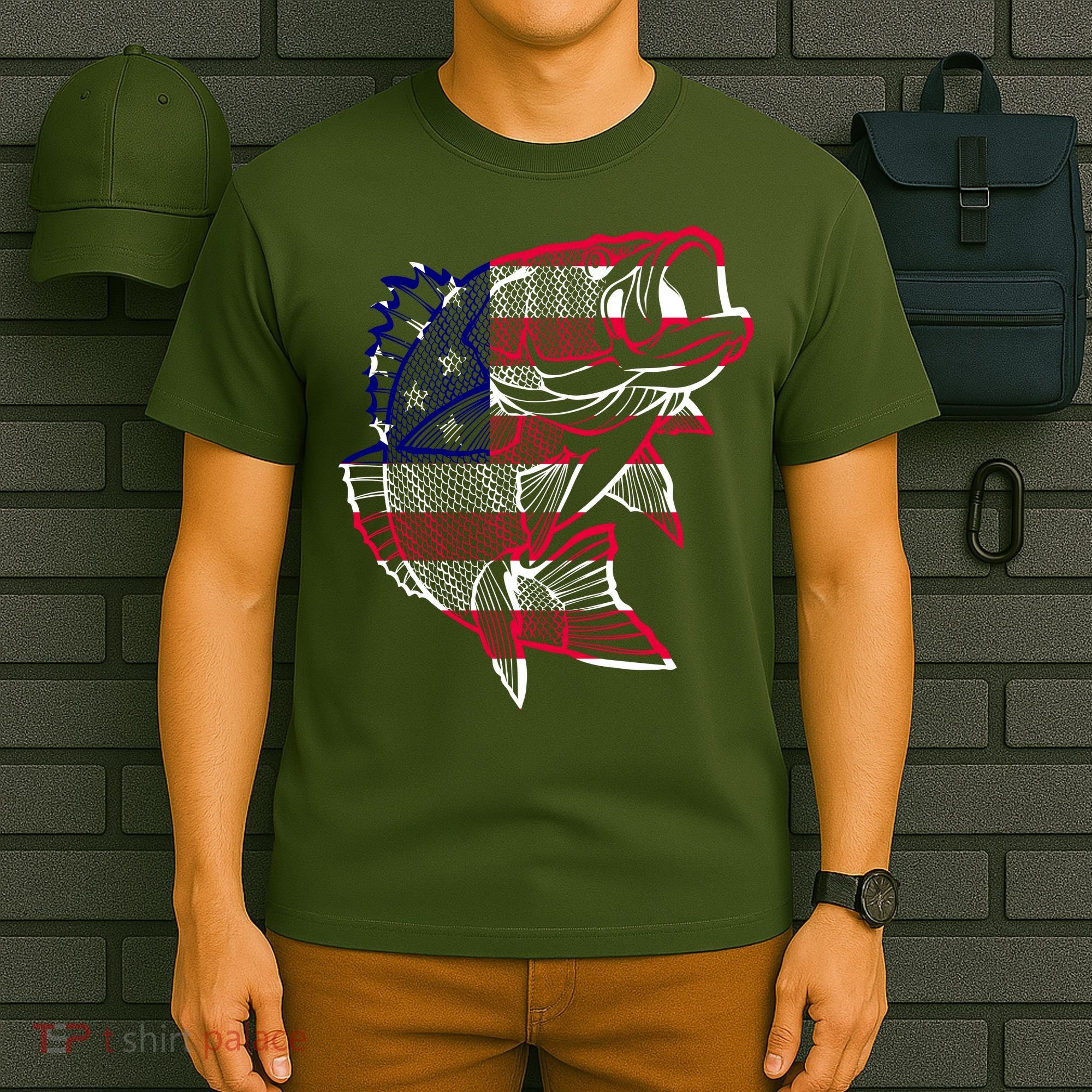 Transparent USA Fish Flag T-Shirt
