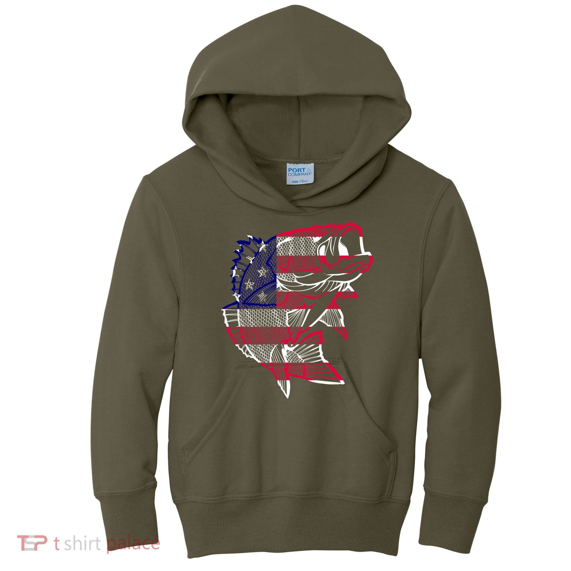 Transparent USA Fish Flag Kids Hoodie