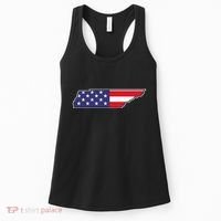 Tennessee USA Flag State Outline Patriotic American Women's Tank Top thumb 0